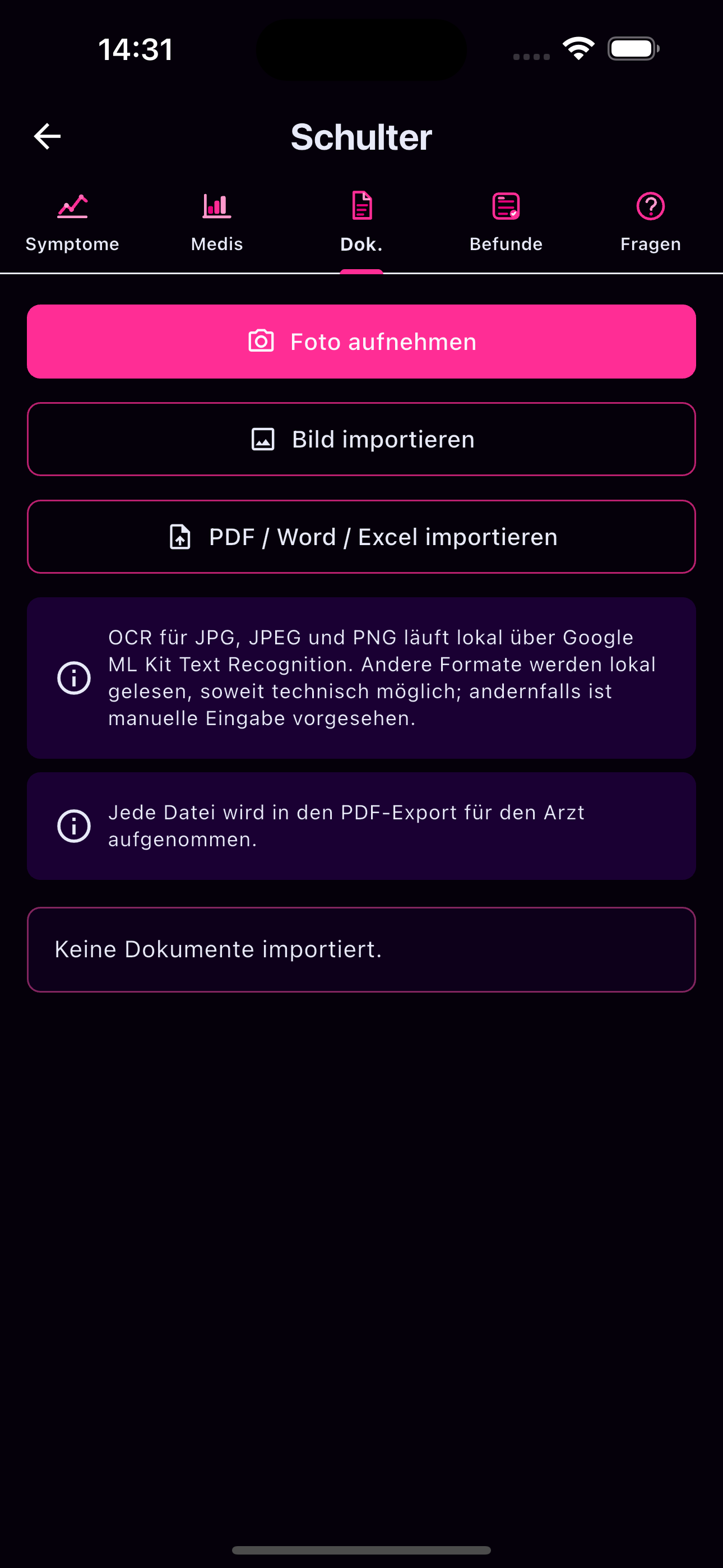 Dokumente, Befunde und Arztberichte