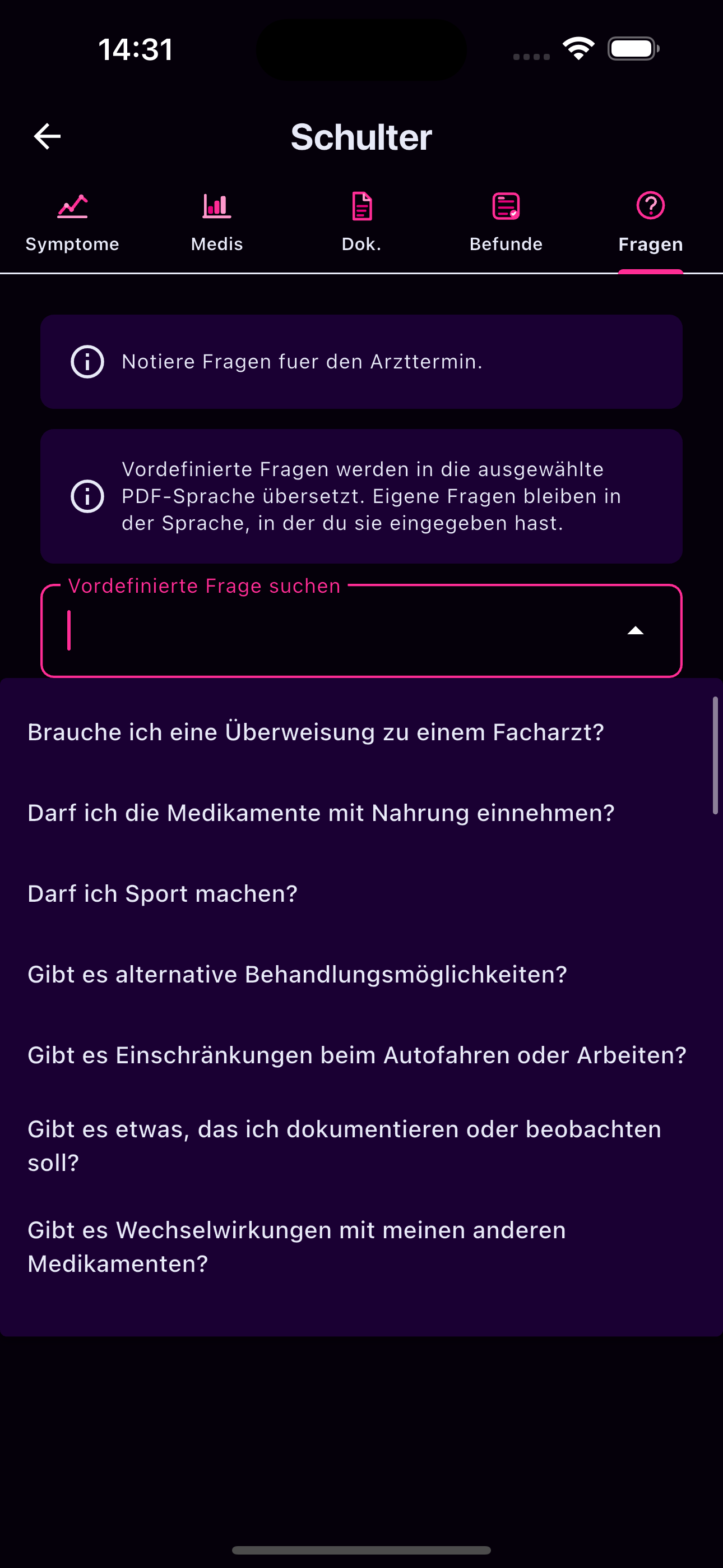 Fragen vor dem Arzttermin