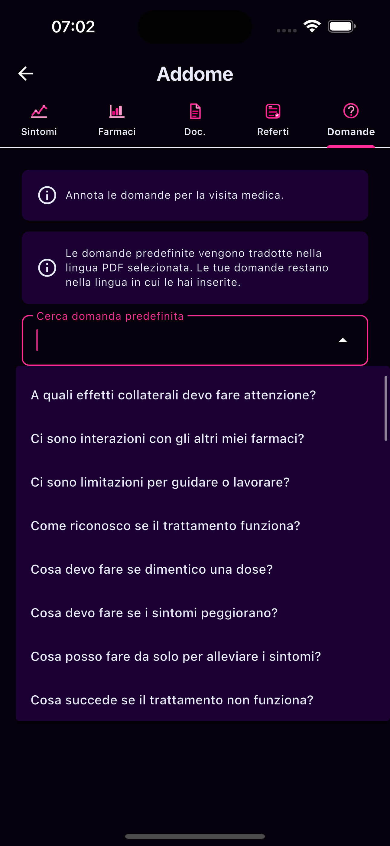Esportazione PDF e lingua