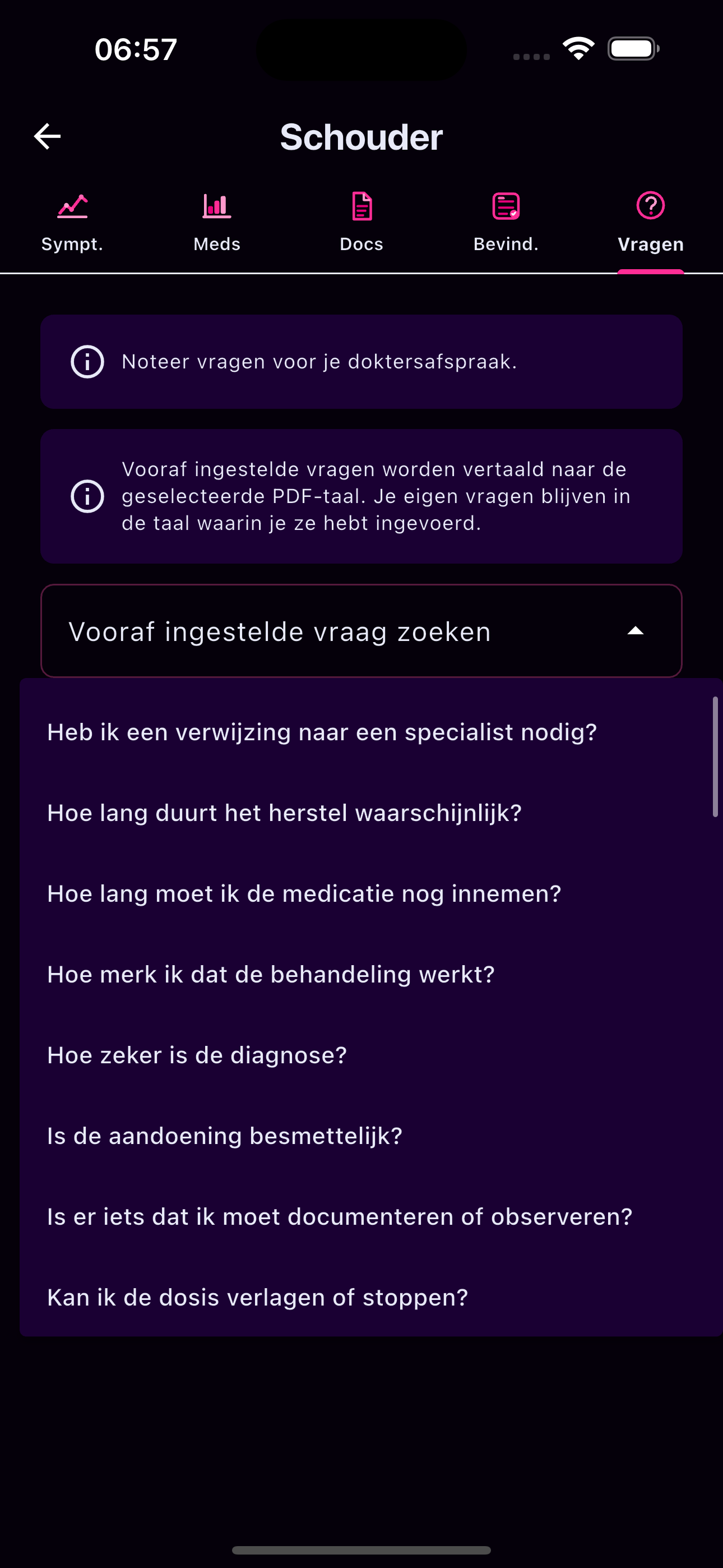 Vragen voor de afspraak