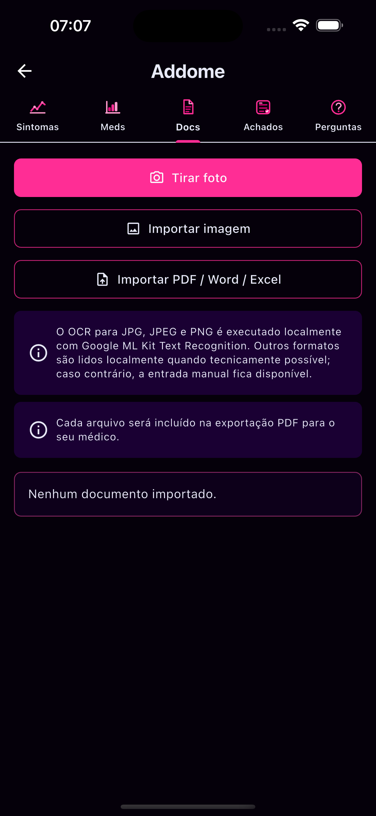 Perguntas antes da consulta